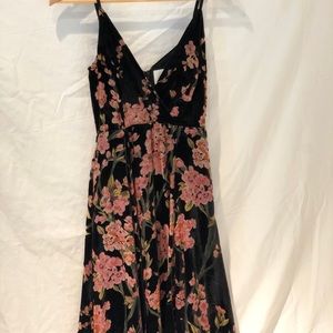 Anthropology deep v neck flower dress